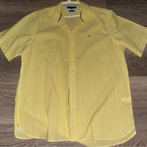 Tommy Hilfiger Yellow Striped Cotton Linen Shirt